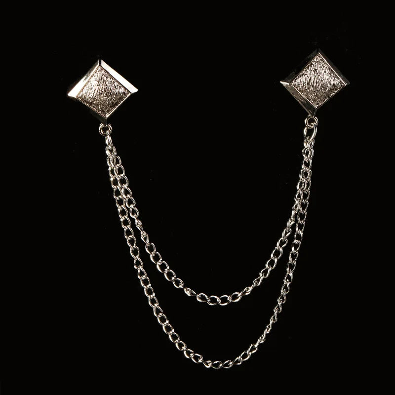 Vintage Double Chain Tassel Brooch — Lapel Pin Suit Badge