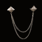 Vintage Double Chain Tassel Brooch — Lapel Pin Suit Badge
