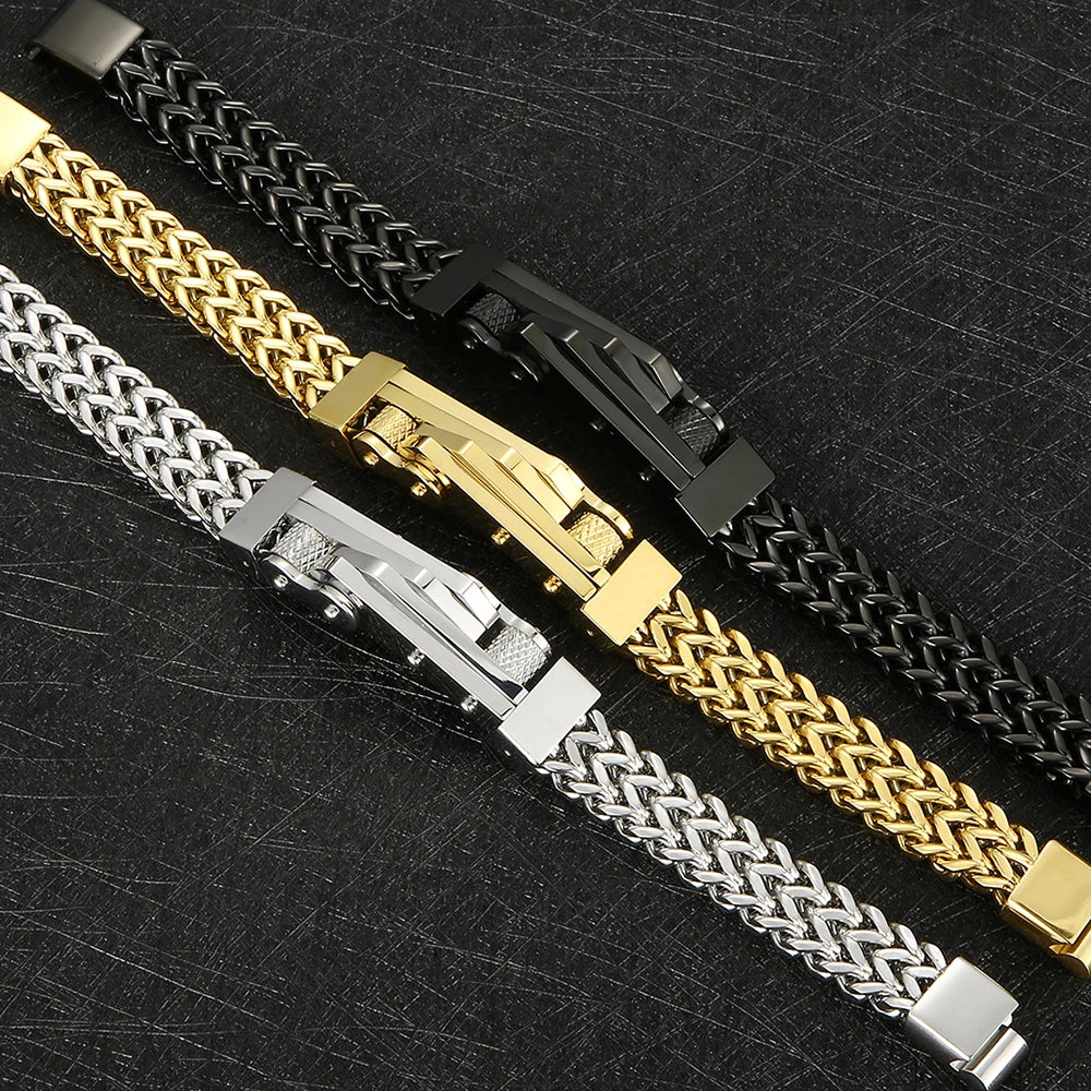 Bike Chain Man Bracelet for Men Gold Color Stainless Steel Link Men's Wrist Bracelets On Hand Jewelry Accessories