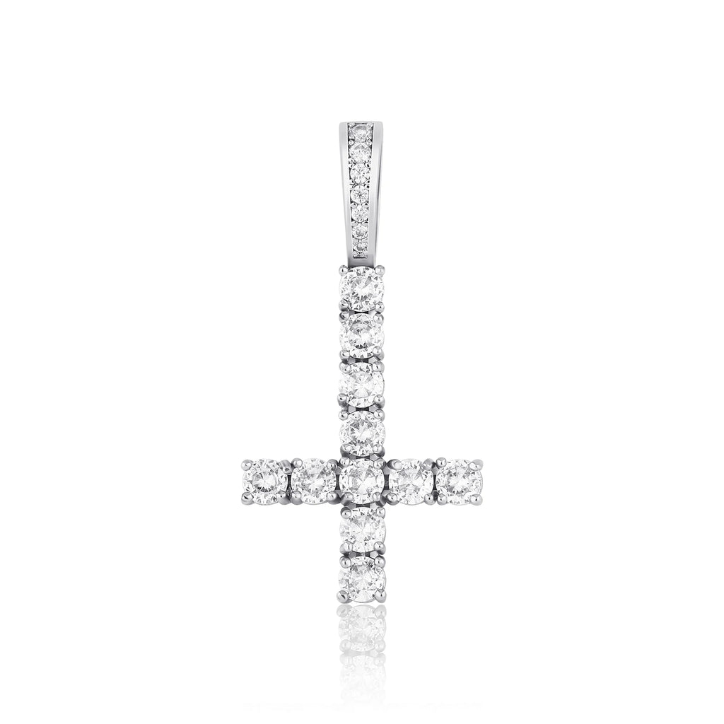 JINAO New Upside Down CROSS Pendant PINK Black Iced Out Cubic Zirconia Men's Necklace Hip Hop Fashion Jewelry For Gift
