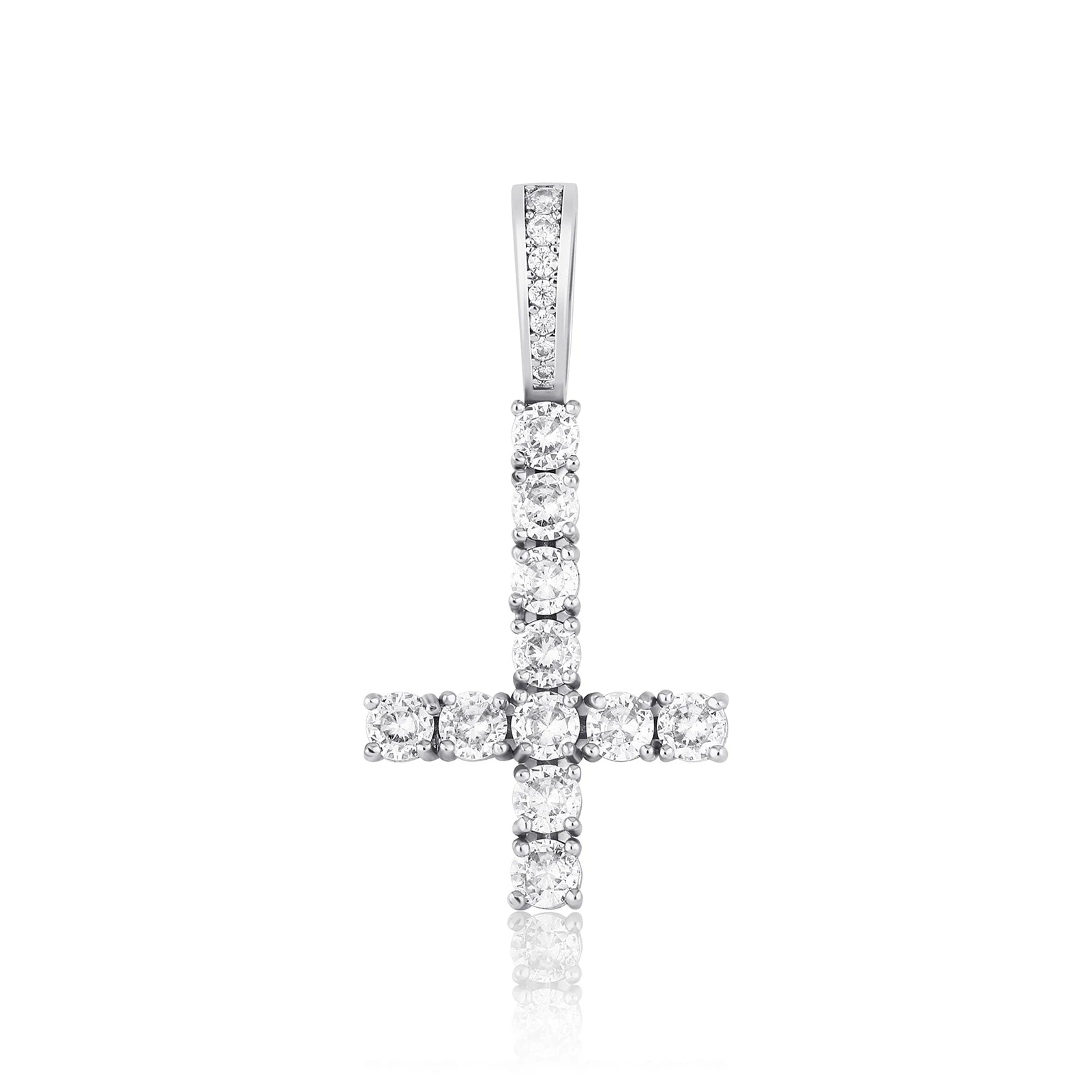 JINAO New Upside Down CROSS Pendant PINK Black Iced Out Cubic Zirconia Men's Necklace Hip Hop Fashion Jewelry For Gift