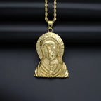 Gold Jesus Christ Face Pendant Necklace for Men — Stainless Steel