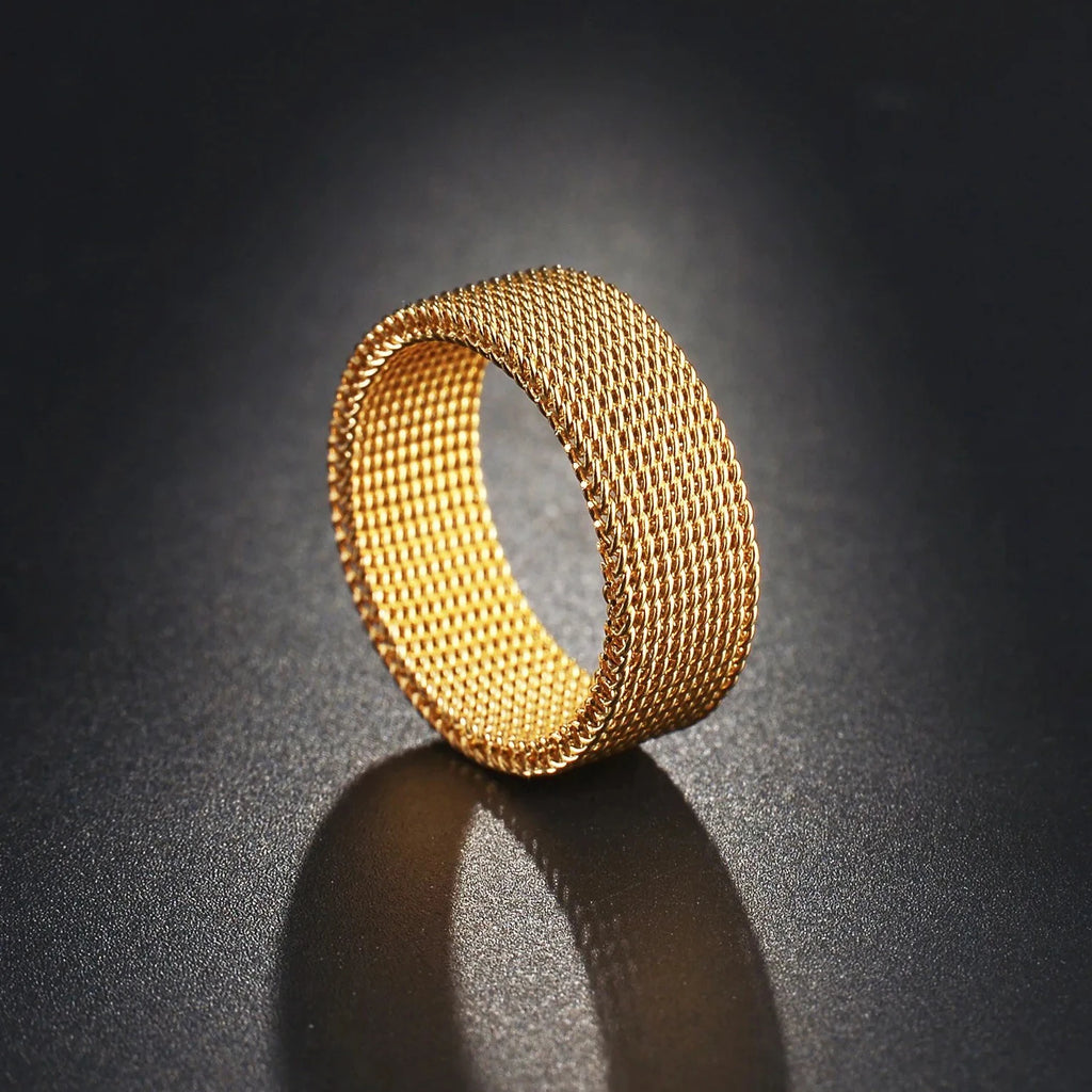 Fashion Elastic Mesh Chain Rings Titanium Stainless Steel Rings For Men Women Wedding Engagement Men Rings Punk Jewelry Gifts