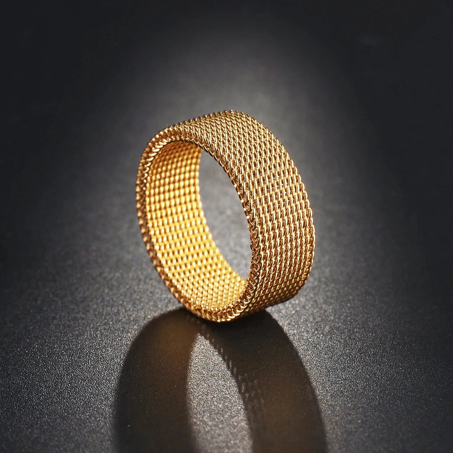 Fashion Elastic Mesh Chain Rings Titanium Stainless Steel Rings For Men Women Wedding Engagement Men Rings Punk Jewelry Gifts