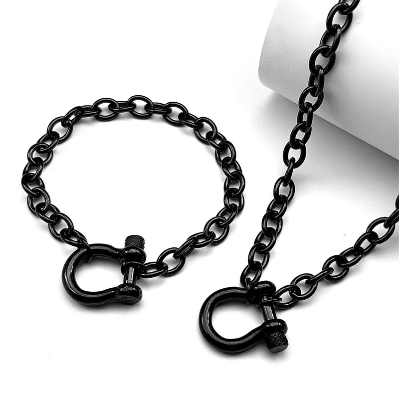 Anchor Steel Pendant Geometric Horseshoe Buckle