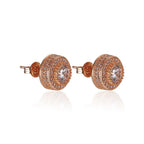 Iced Out Round CZ Stud Earrings Stainless Steel