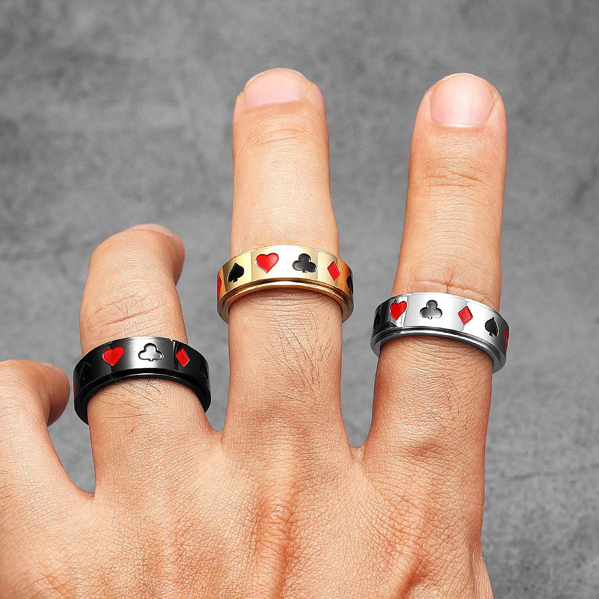 Poker Fidget Spinner Ring — Stainless Steel