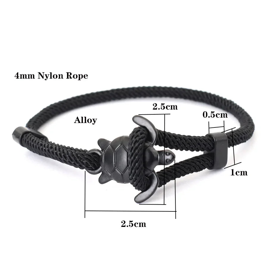 Unique Marine Turtle Rope Bracelet Men Adjustable Easy Hook Multi-Color Option Milan Cord Wristband Beach Homme Jewelry