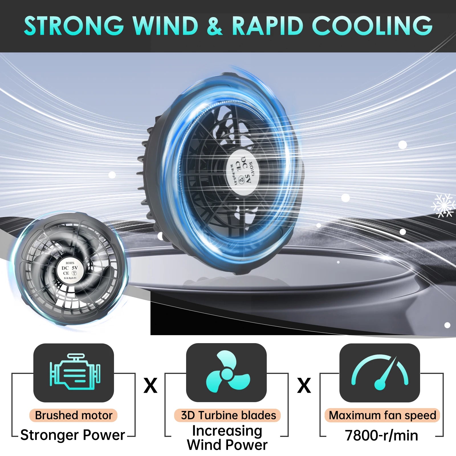 1 or 2 Pairs 5V Cooling Fan 3 Gear Adjustment For Special Summer Outdoor Air-Conditioned Vests High Speed Conditioning