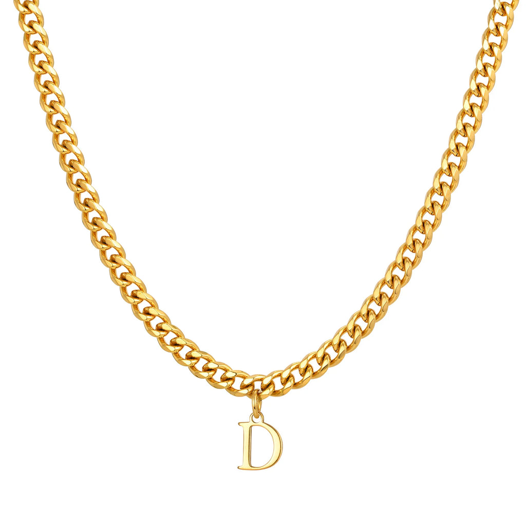 Vnox Men's Thick 5mm Wide Chain 26 Letters Pendant Necklace Punk Hip Hop Gold Color Jewelry On Neck Boys Cool Wear