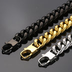Classic 12MM Men's Cuban Link Chain Bracelet Men High Polished Solid 316l Stainless Steel Bracelets Jewelry Accessory