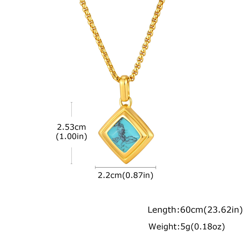 Stylish Natual Stone Necklace for Men,Stainless Steel Geometric Pendant Necklace,New Trend Jewelry Gift