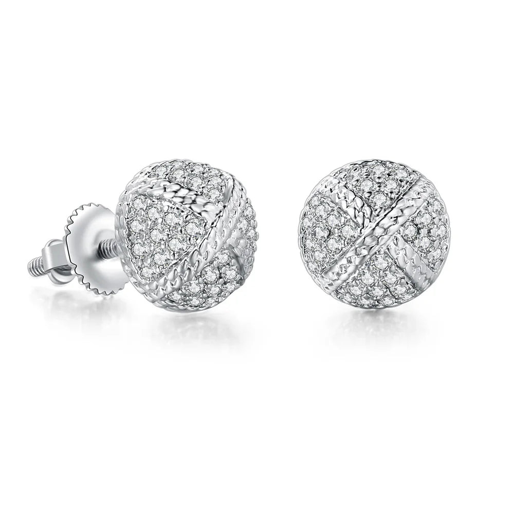 Hemispherical Style Chunky Cross Iced Out CZ Stud Earrings for Men Women Hip Hop Rock Piercing Ear Earings Punk Jewelry