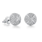 Hemispherical Style Chunky Cross Iced Out CZ Stud Earrings for Men Women Hip Hop Rock Piercing Ear Earings Punk Jewelry