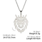 My Shape Lion King Crown Pendent Necklaces for Men Boys Stainless Steel Punk Animal Wolf Charms Choker Chains Hip Hop