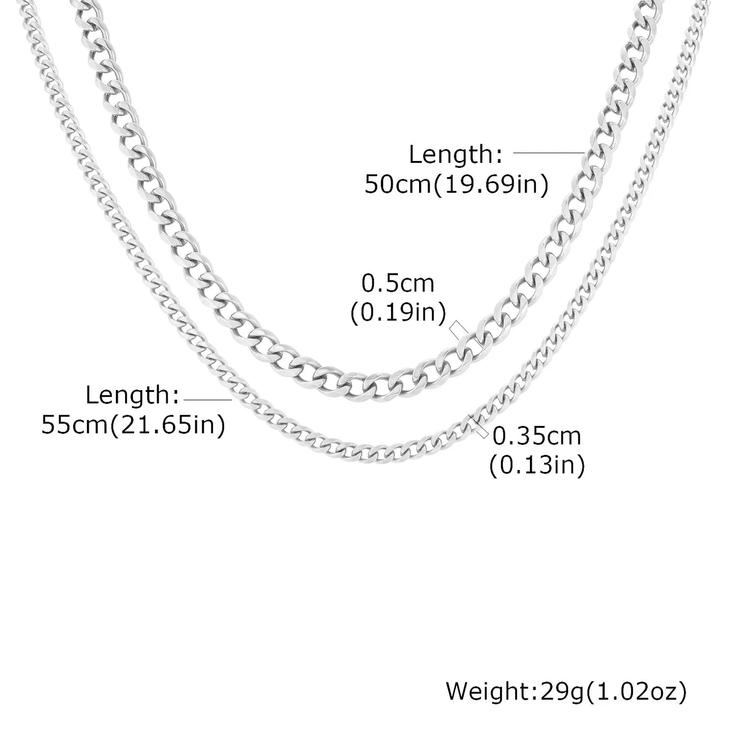 Two-Tone Cuban Box Rope Chain Necklace Set