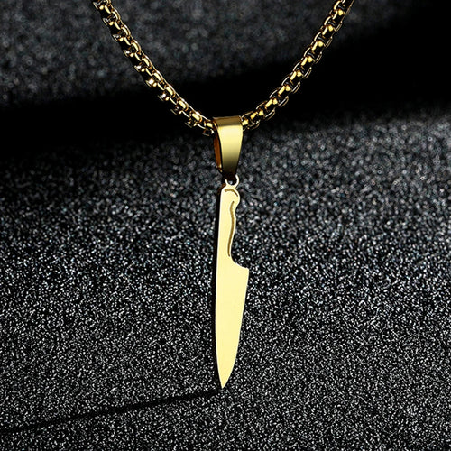 Chef Knife Charm Pendant Necklace — Stainless Steel