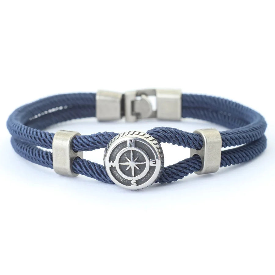 New Compass Braslet Viking Nautical Rope Braslet Fashion Mens Bracelet Antique Pulsera Hombre Armband Herren Wrap