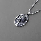 Silver Skull Pendant Necklace Box Chain Stainless