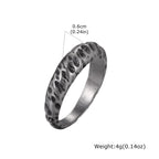 Fashion Minimalist Irregular Concave Hammered Texture Stainless Steel Rings for Men Male, Punk Trendy Finger Jewelry