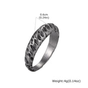 Fashion Minimalist Irregular Concave Hammered Texture Stainless Steel Rings for Men Male, Punk Trendy Finger Jewelry