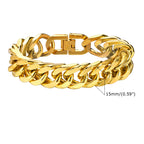 Double Curb Chain Bracelet 15mm — Stainless Steel