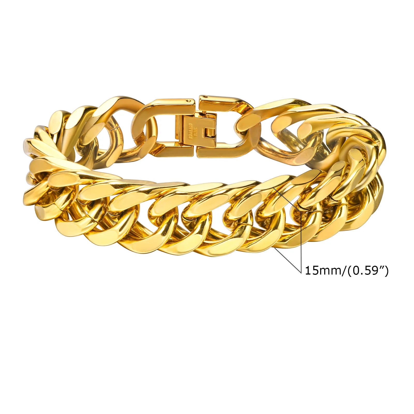 Double Curb Chain Bracelet 15mm — Stainless Steel