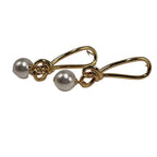 18K Gold Knot Pearl Stud Earrings — Gold