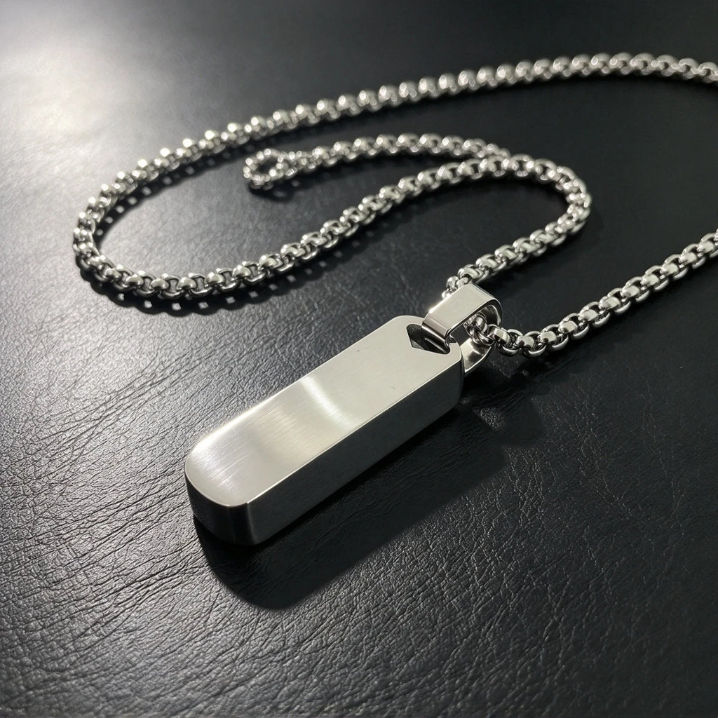 Minimalist Vertical Rectangle Bar Necklace — 316L Stainless Steel