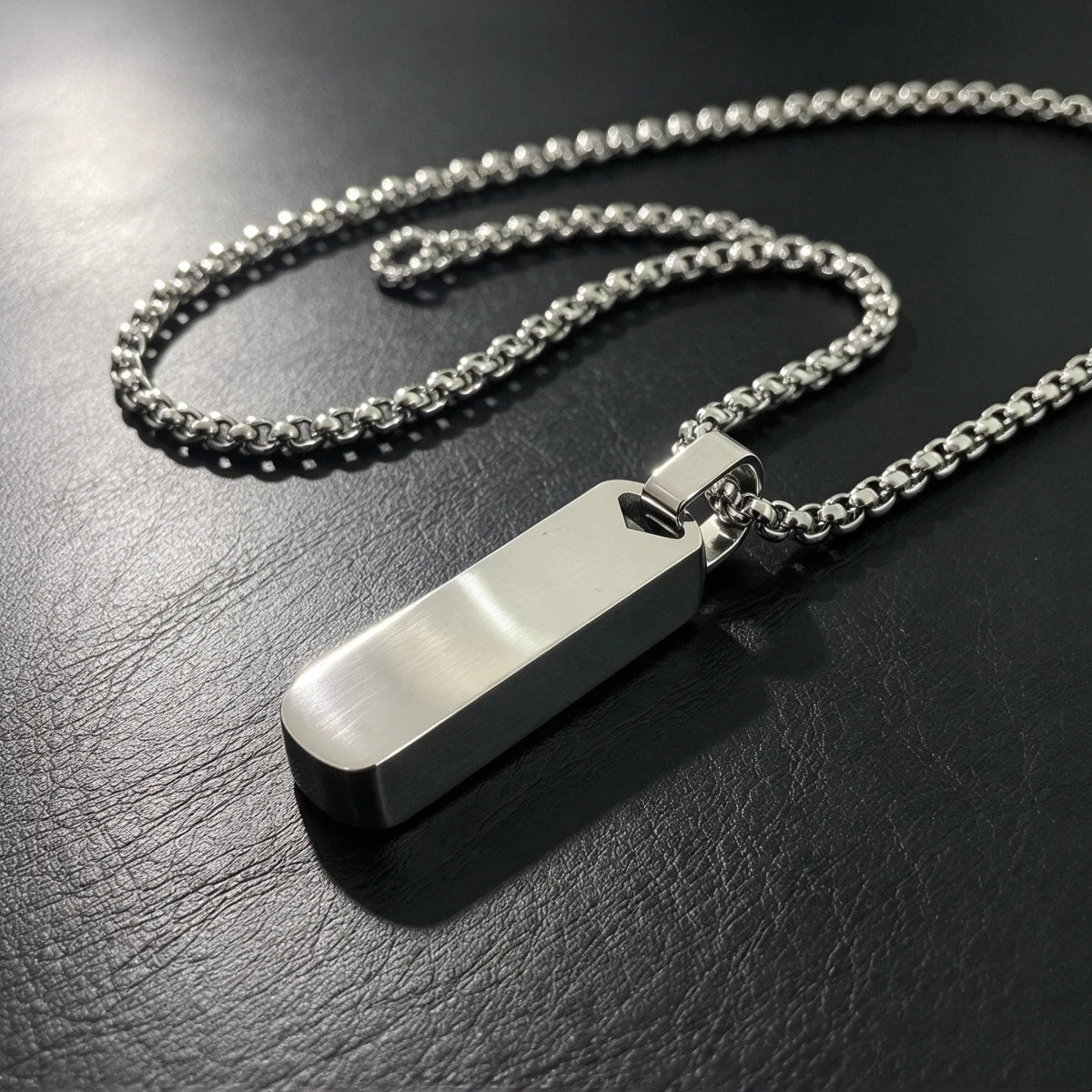 Minimalist Vertical Rectangle Bar Necklace — 316L Stainless Steel