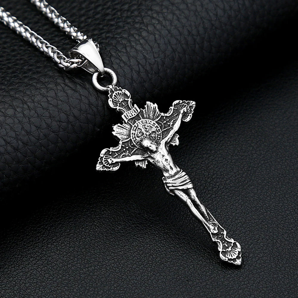 Vintage Jesus Cross Pendant — 316L Stainless Steel