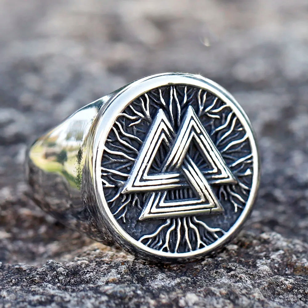 2023 New Fashion 316L Stainless Steel Viking Valknut Ring Amulet For Man Free Shipping