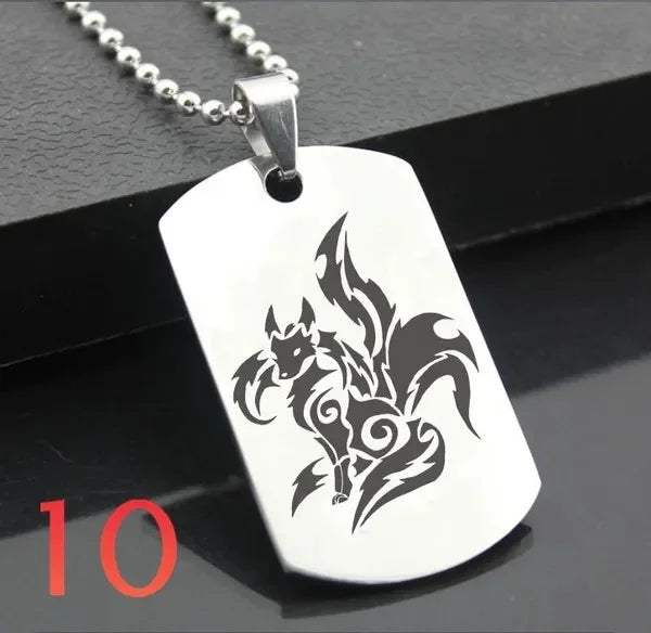 Wolf Dog Tag Pendant Necklace — Stainless Steel