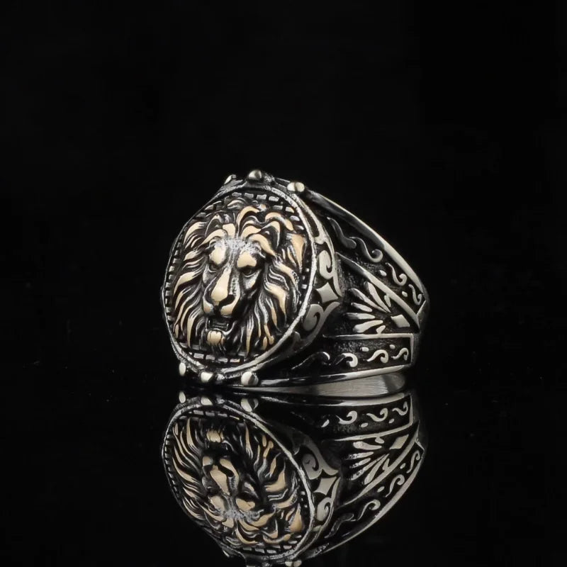 European and American Vintage Lion Ring Men's Personality Dominant INS Style Advanced Hip Hop Ring