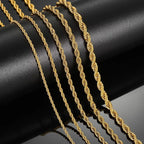 Gold Twisted Rope Chain Choker Necklace 6mm — Stainless Steel