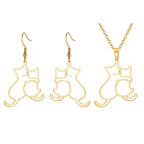 My Shape Hugging Puppy Kitten Necklace for Women Stainless Steel Pendant Chain Animal Cat Dog Jewelry Pets Lovers Gifts