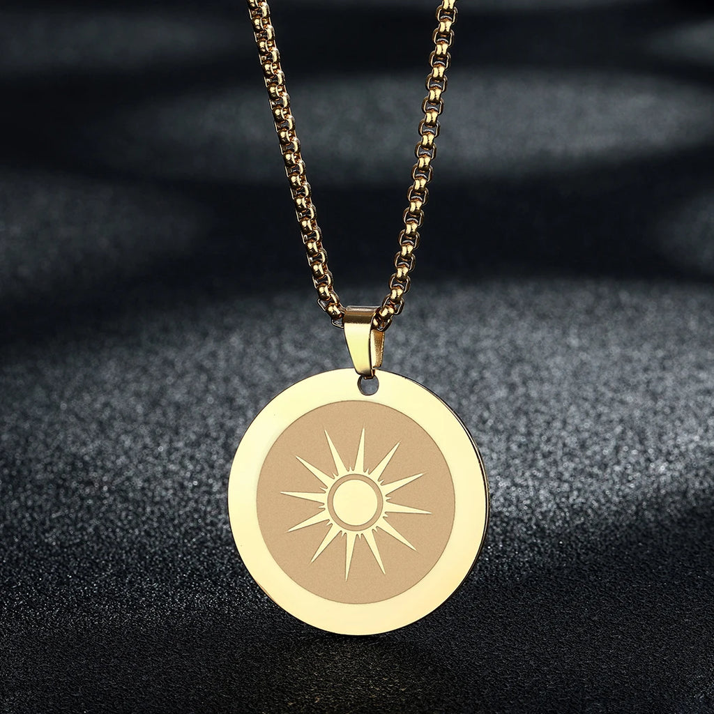 CHENGXUN Lucky Japanese Coin Necklace Mens Womens 5 Yen Coin Pendant Necklace Vintage Stainless Steel Good Luck Jewelry Gift