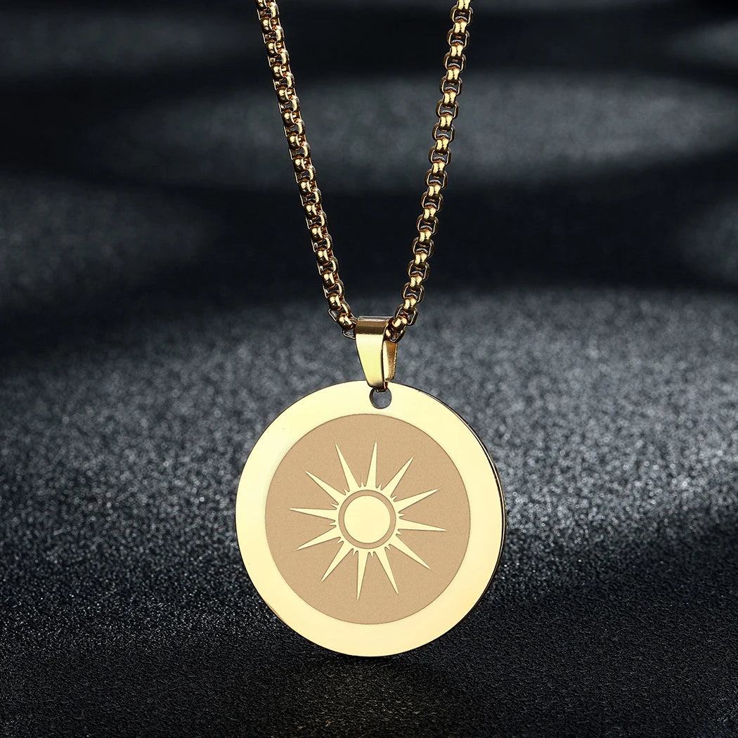 CHENGXUN Lucky Japanese Coin Necklace Mens Womens 5 Yen Coin Pendant Necklace Vintage Stainless Steel Good Luck Jewelry Gift