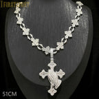 2025 New Iced Out Cross Pendant Necklace for Men Women Bling Silver Color Cubic Zirconia Cross Cuban Chain Hip Hop
