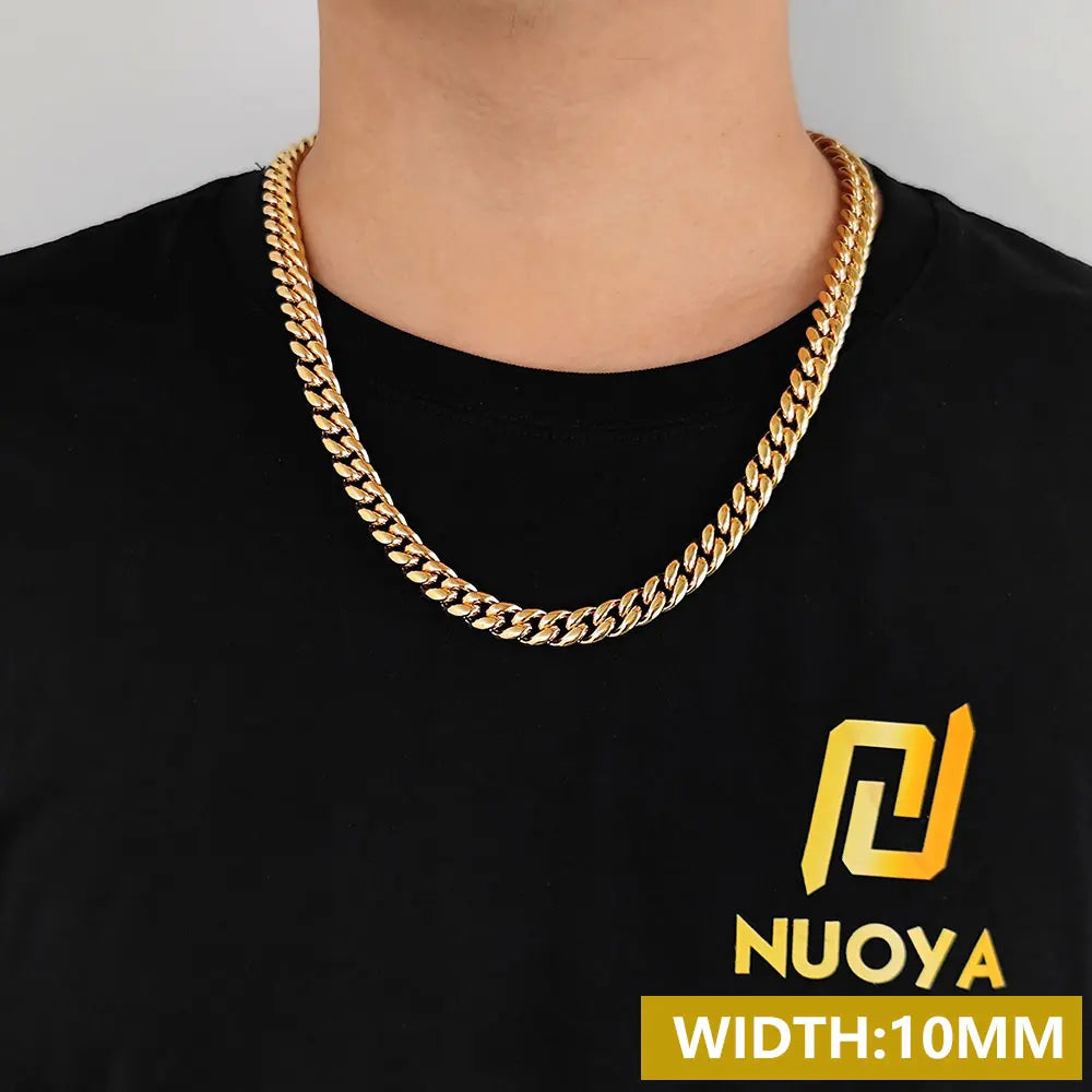 Stainless Steel Cuban Chain Necklace Miami 8/10/12MM