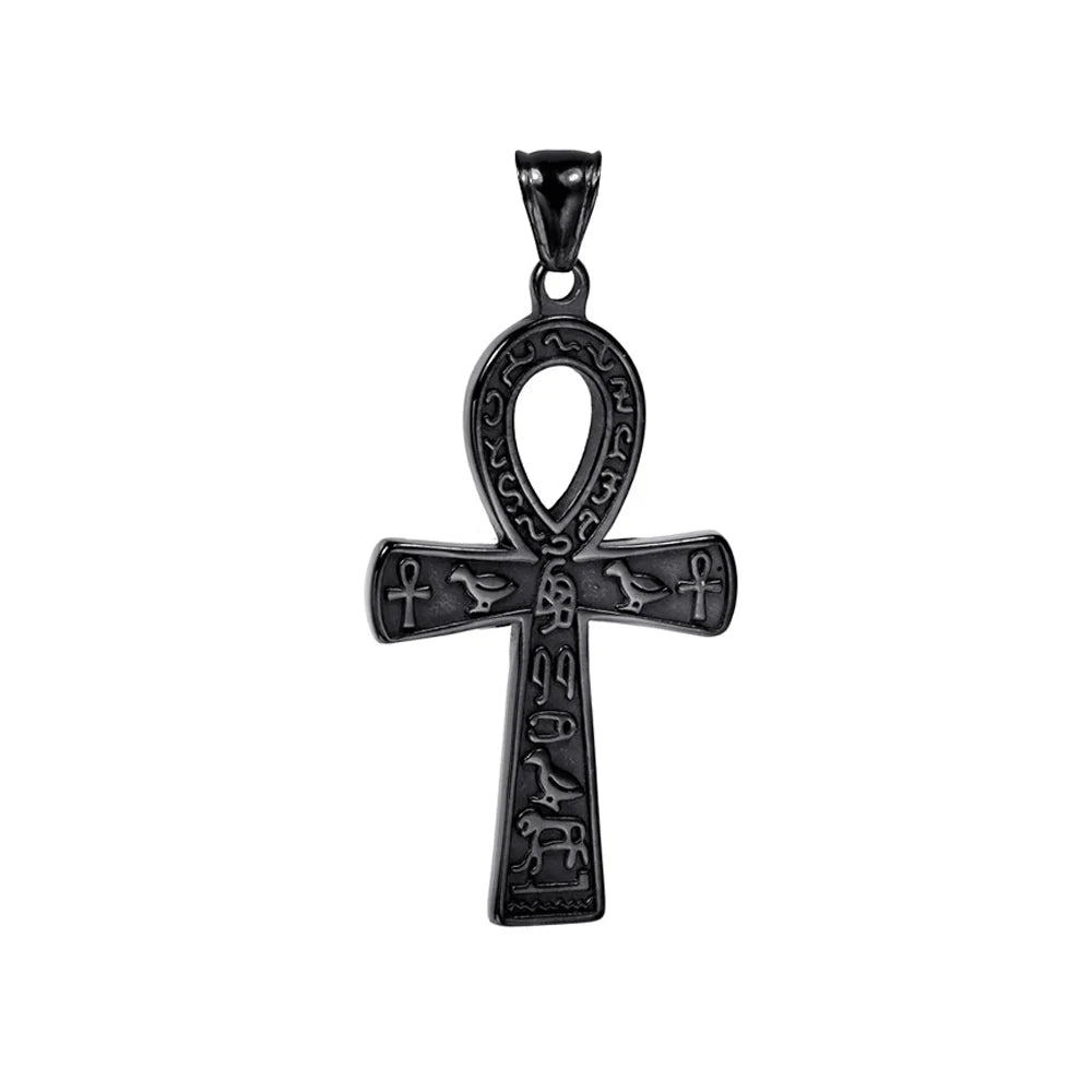 Unique Vintage Ankh Cross Necklace Unisex Stainless Steel Eye Of Horus Amulet Pendant Egyptian Jewelry Gifts