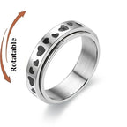 Vintage Star Stainless Steel Rotating Ring Anti Stress Man Worry Stress Relief Anxiety Relaxing Metal Rock Band Ring