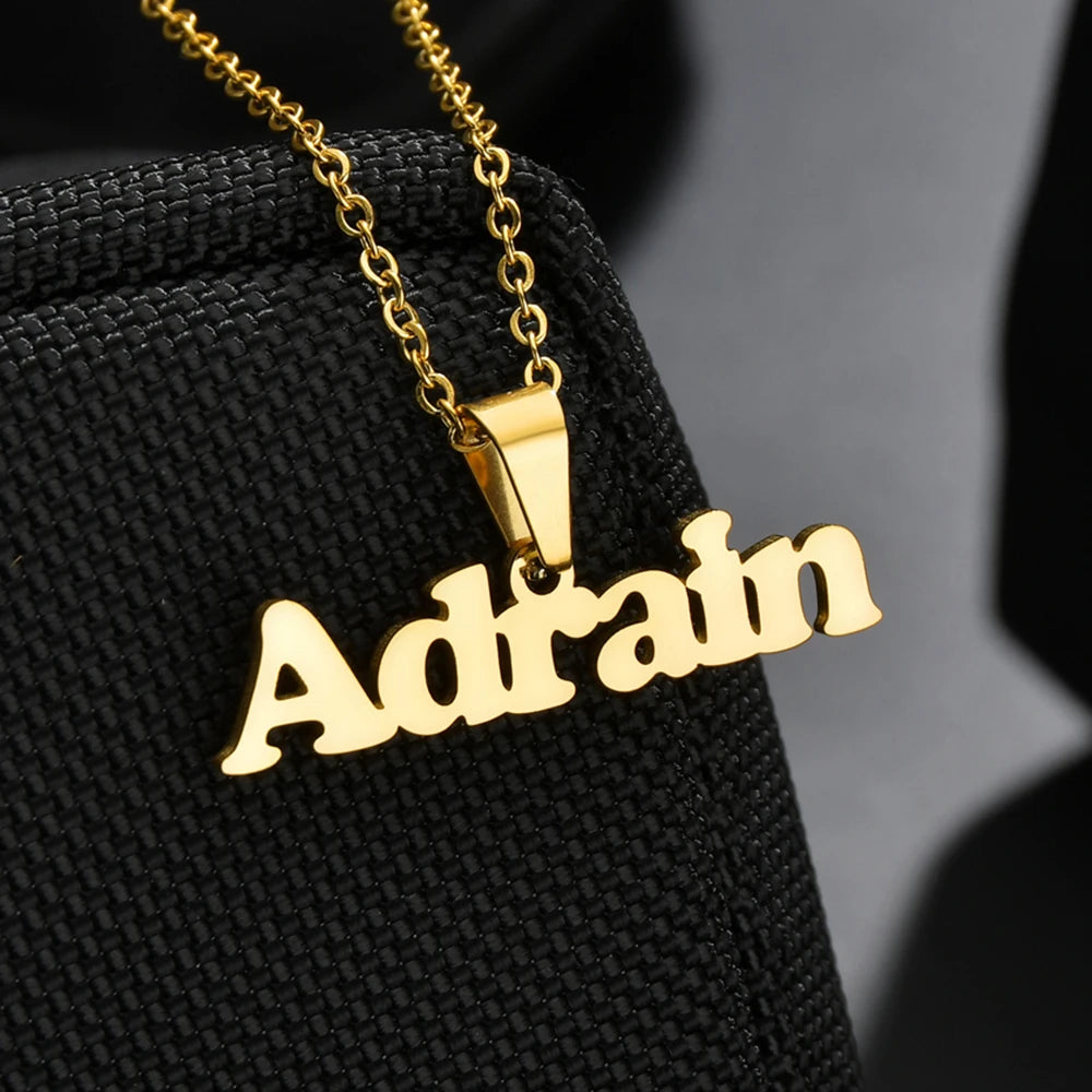 Customized Names Pendant Necklace Stainless Steel Personalized Jewelry Cuban Thick Chain for Men Women Detachable Necklace Gift