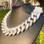 Aokaishen 32mm Iced Out Thick Heavy Miami Baguette Cuban Link Chain for Men 5A Cubic Zirconia Gold Plated Hip Hop