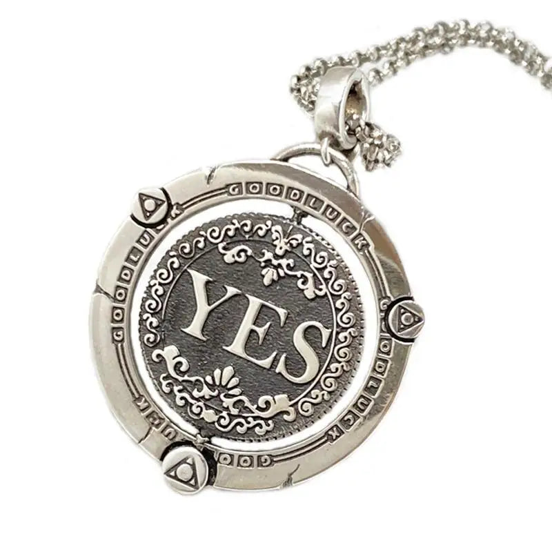 Yes No Decision Flip Coin Pendant Necklace — Retro, 60cm Chain