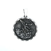 Oxidized Archangel Michael Pendant — Stainless Steel