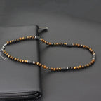 Classic 6mm Natural Stone Beaded Necklace Men 20 Inches Howlite Tiger Eyes Beads Short Collar Jewelry Office Leisure Joias Gift