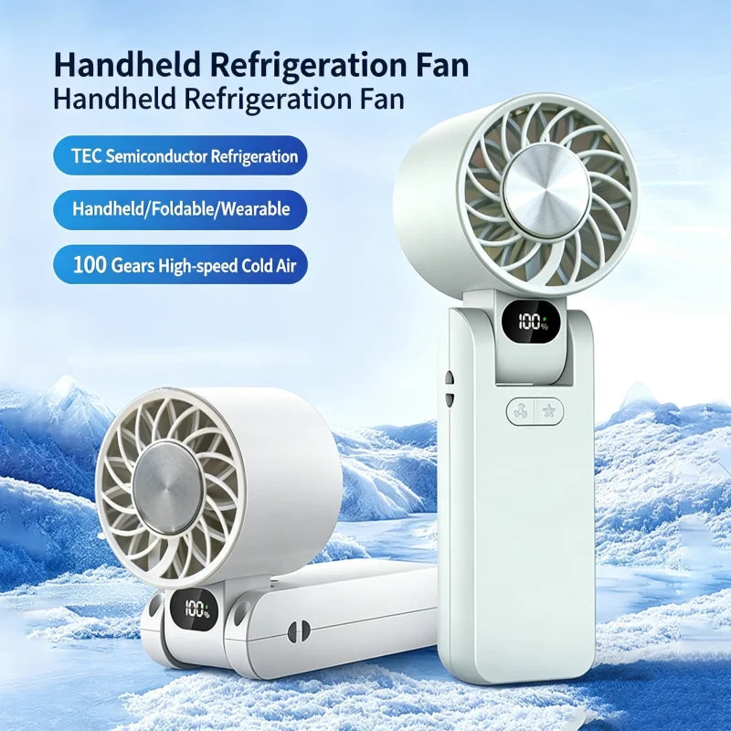 Portable High Speed Handheld Cooling Fan 4000mAh Rechargeable with 100 Adjustable Wind Speeds Mini Foldable Turbo Air