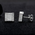 Iced Out Square Stud Earrings — 925 Silver