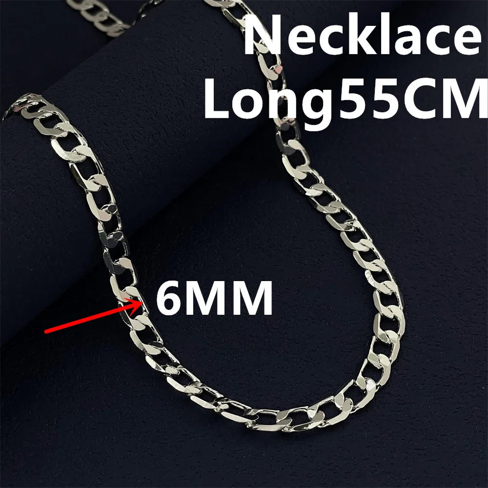 Andara Luxury 925 Sterling Silver Gold Plated 6mm One to One Necklace, Unisex Engagement Accessories Jewelry 45-60cm